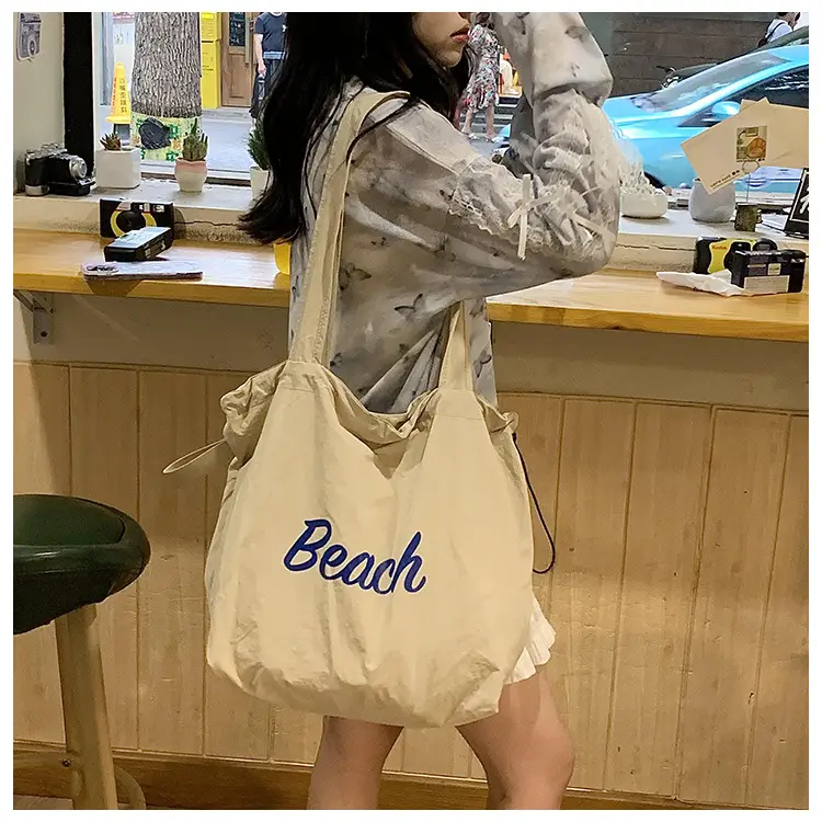 Women's Yellow Printed Nylon Shoulder Bag Large Capacity — feature 34