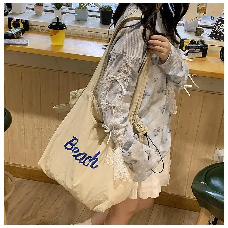 Women's Yellow Printed Nylon Shoulder Bag Large Capacity — feature 35