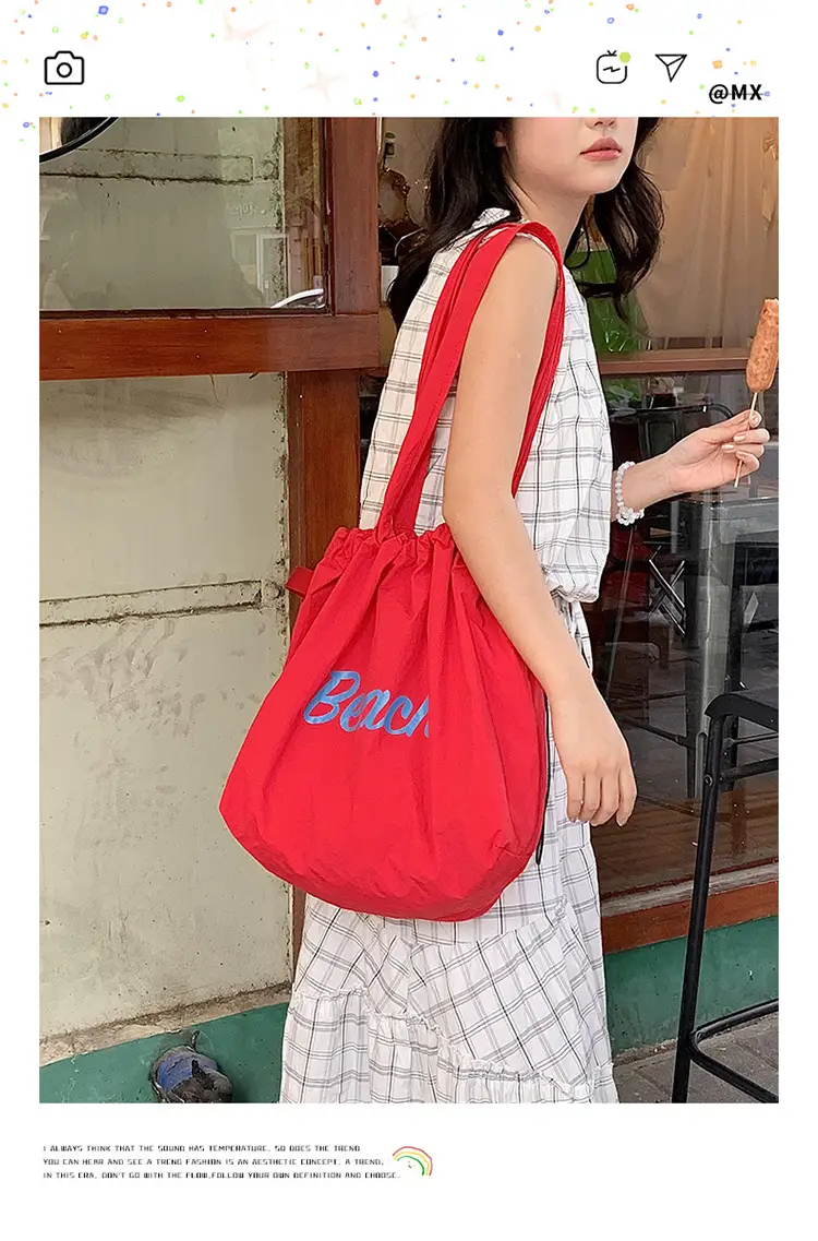 Women's Yellow Printed Nylon Shoulder Bag Large Capacity — feature 5