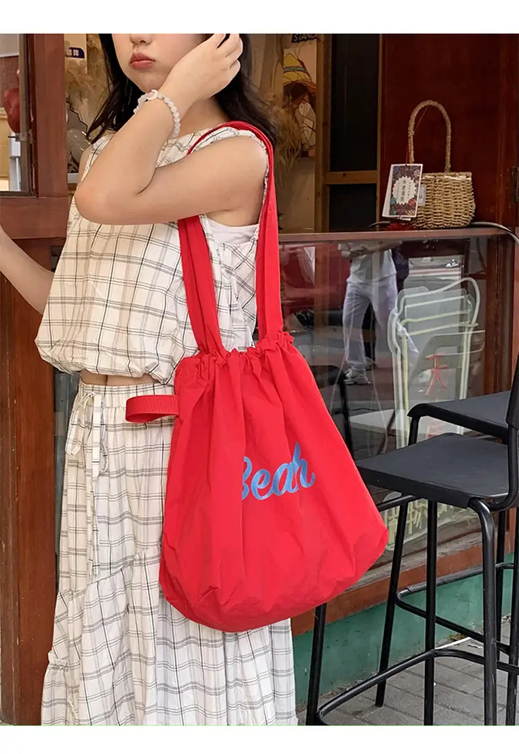 Women's Yellow Printed Nylon Shoulder Bag Large Capacity — feature 6
