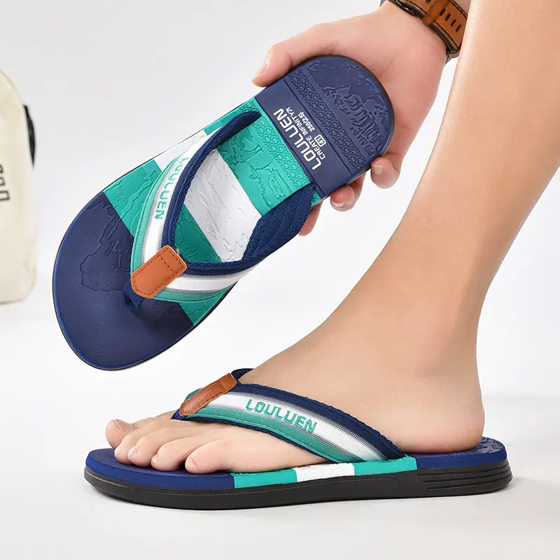 Cross-border flip-flops men's beach slippers men's summer non-slip outer wear flip-flop in stock wholesale Flip-flops
