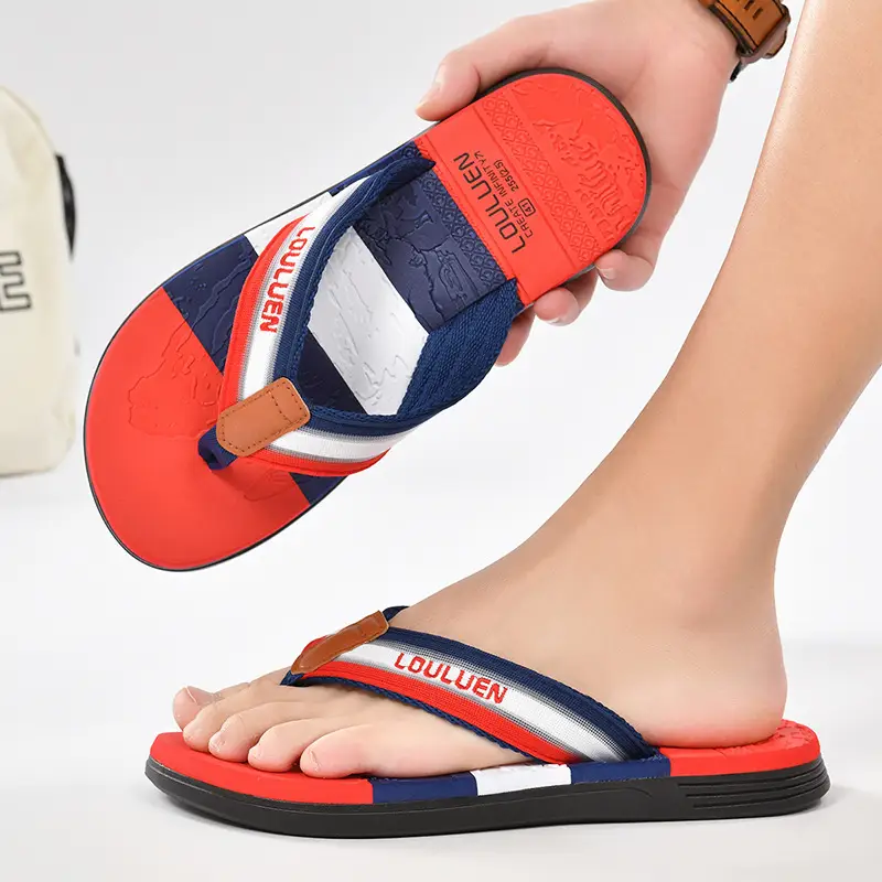 Cross-border flip-flops men's beach slippers men's summer non-slip outer wear flip-flop in stock wholesale Flip-flops