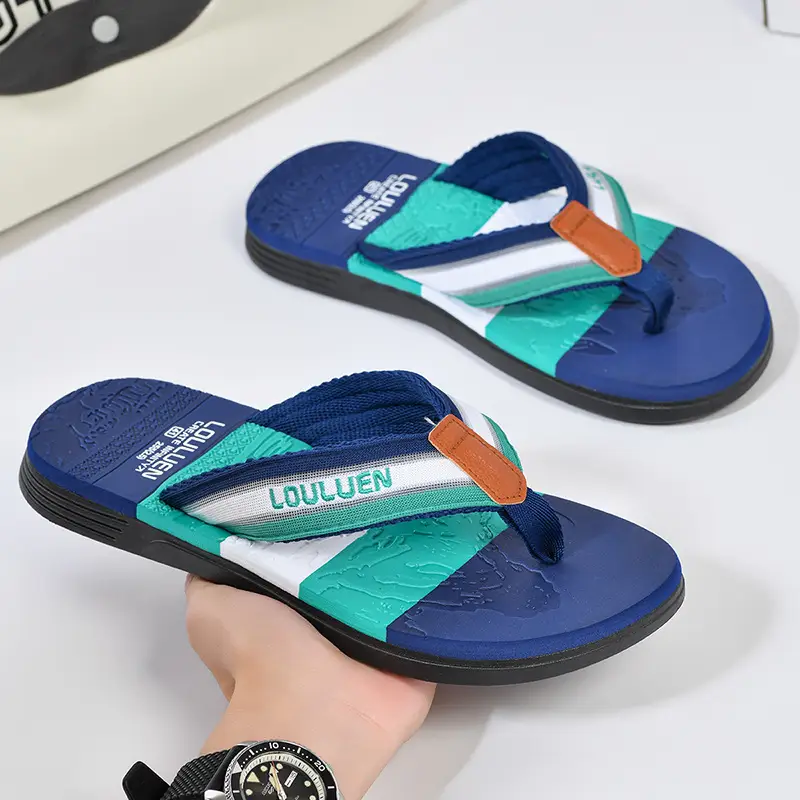 Cross-border flip-flops men's beach slippers men's summer non-slip outer wear flip-flop in stock wholesale Flip-flops