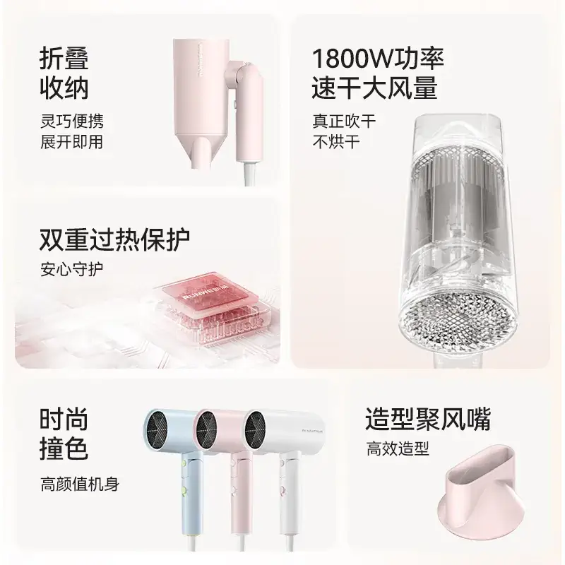Langwei Hair Dryer 1800W Pink Negative Ion - Image 5