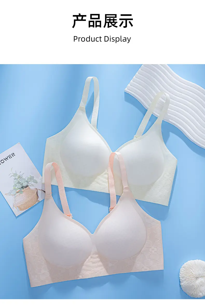 Women's Thin Bra No Steel Ring Gathering Breathable No Mark Fixed Cup Lace Underwear — feature 11