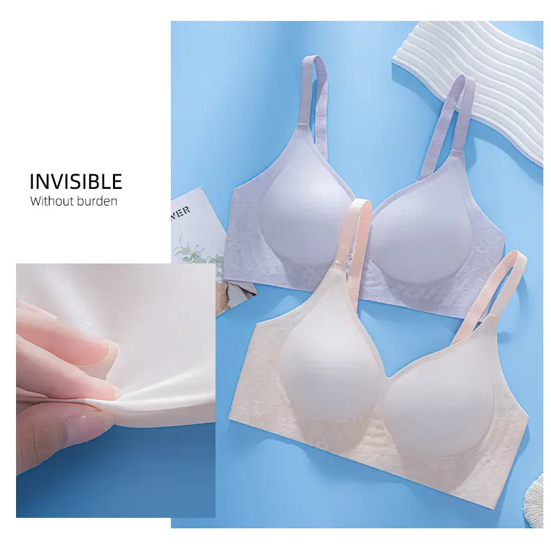 Women's Thin Bra No Steel Ring Gathering Breathable No Mark Fixed Cup Lace Underwear — feature 13