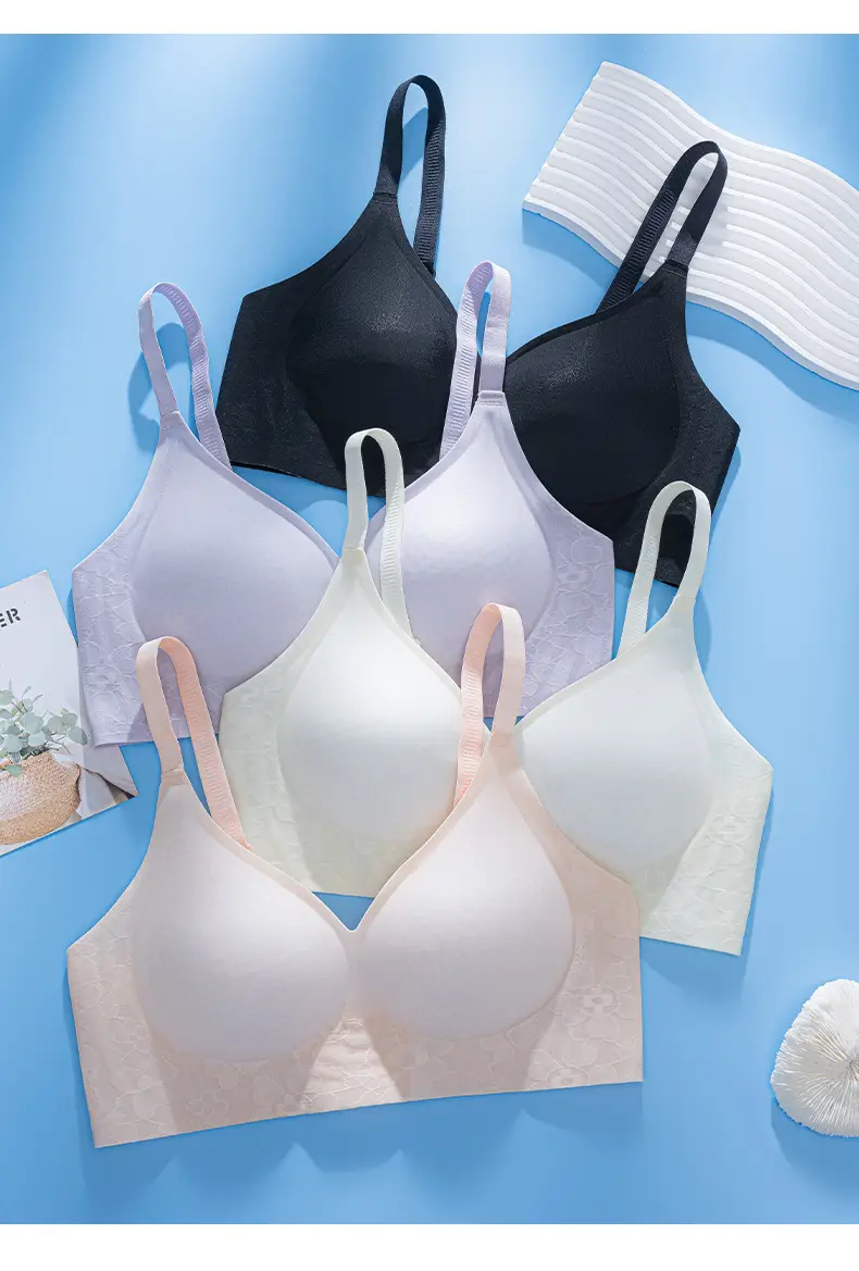 Women's Thin Bra No Steel Ring Gathering Breathable No Mark Fixed Cup Lace Underwear — feature 14