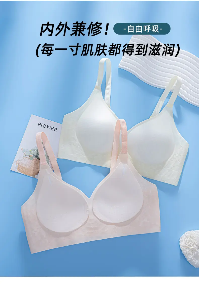 Women's Thin Bra No Steel Ring Gathering Breathable No Mark Fixed Cup Lace Underwear — feature 8