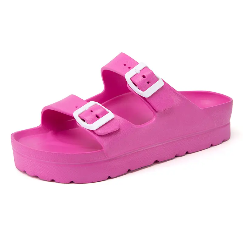 Women's Thick-Soled Slippers, Birkenstock-Style Double-Strap Height-Increasing Buckle Sandals, High-Heeled Casual Versatile Height-Increasing and Slimming Slippers