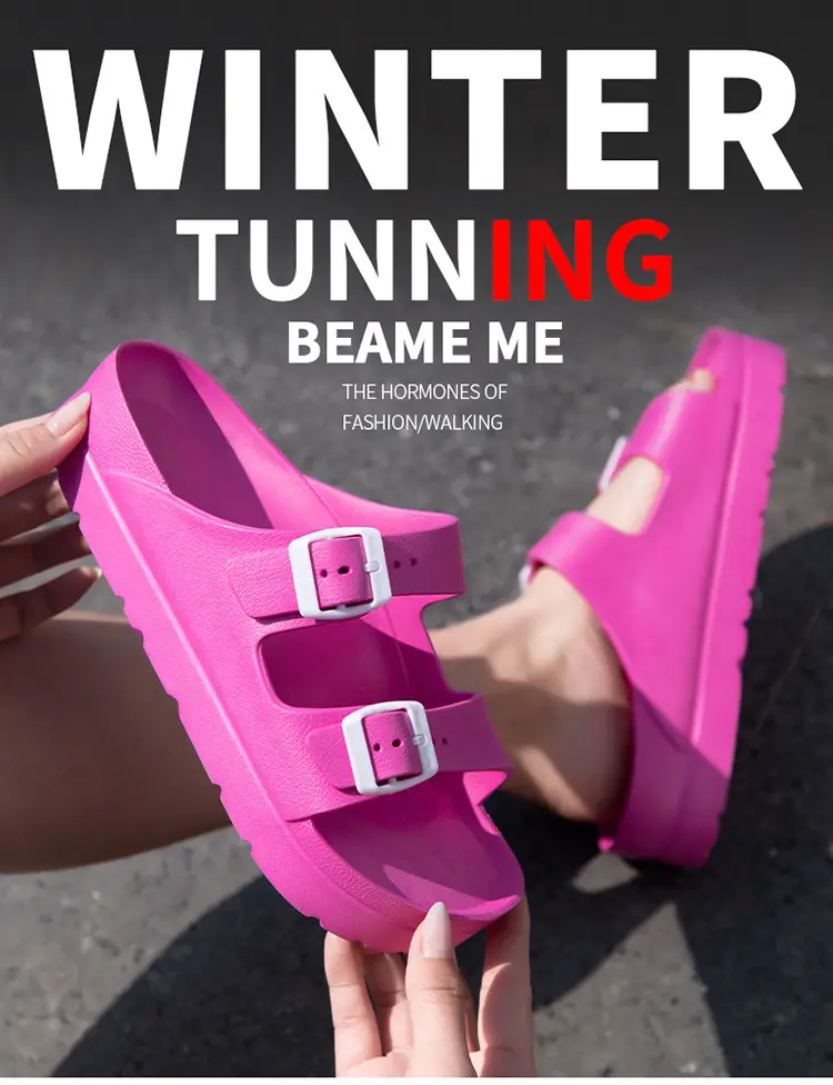 Women's Thick-Soled Slippers, Birkenstock-Style Double-Strap Height-Increasing Buckle Sandals, High-Heeled Casual Versatile Height-Increasing and Slimming Slippers — feature 1