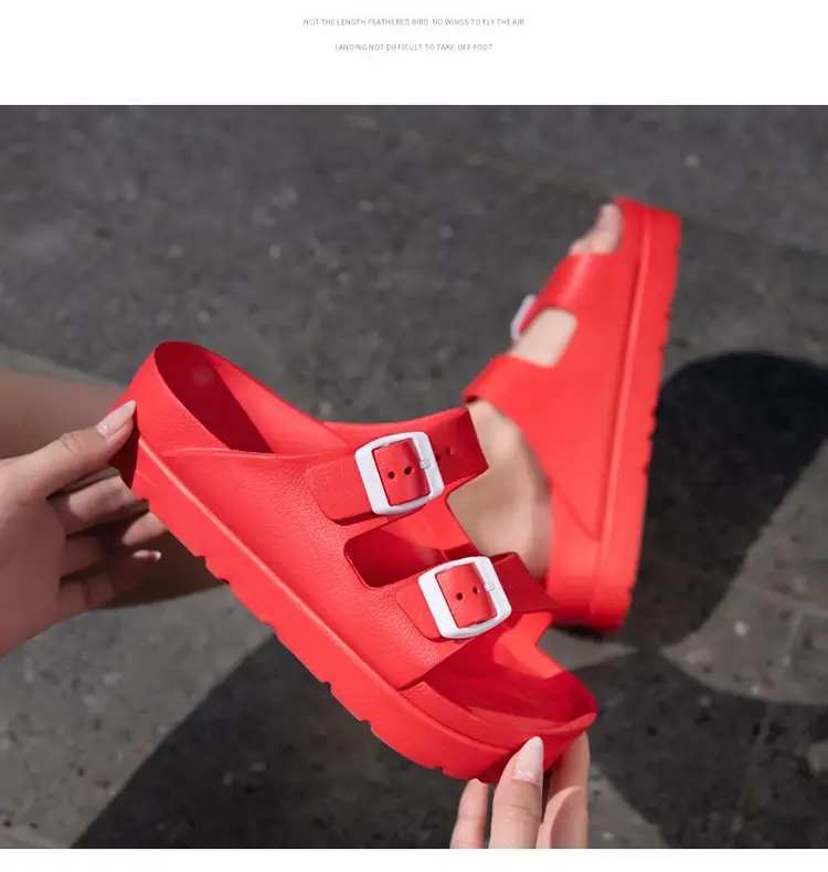 Women's Thick-Soled Slippers, Birkenstock-Style Double-Strap Height-Increasing Buckle Sandals, High-Heeled Casual Versatile Height-Increasing and Slimming Slippers — feature 15