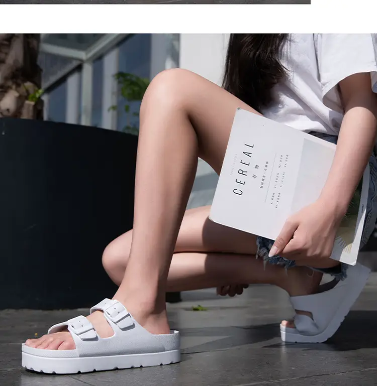 Women's Thick-Soled Slippers, Birkenstock-Style Double-Strap Height-Increasing Buckle Sandals, High-Heeled Casual Versatile Height-Increasing and Slimming Slippers — feature 17