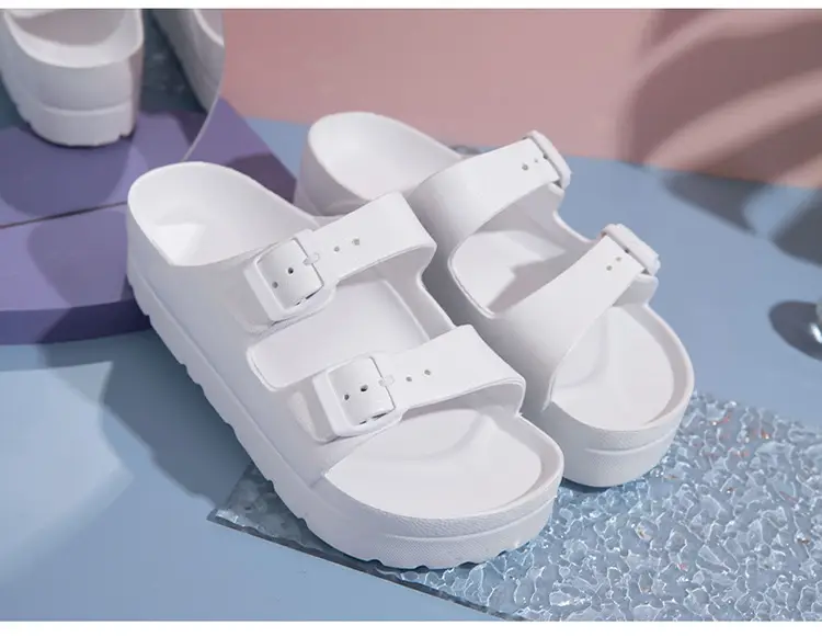 Women's Thick-Soled Slippers, Birkenstock-Style Double-Strap Height-Increasing Buckle Sandals, High-Heeled Casual Versatile Height-Increasing and Slimming Slippers — feature 26