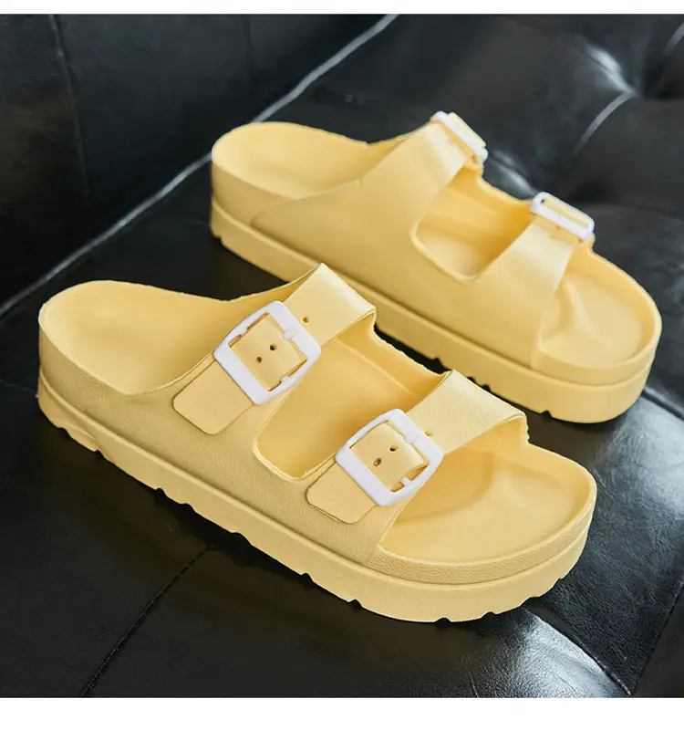Women's Thick-Soled Slippers, Birkenstock-Style Double-Strap Height-Increasing Buckle Sandals, High-Heeled Casual Versatile Height-Increasing and Slimming Slippers — feature 29