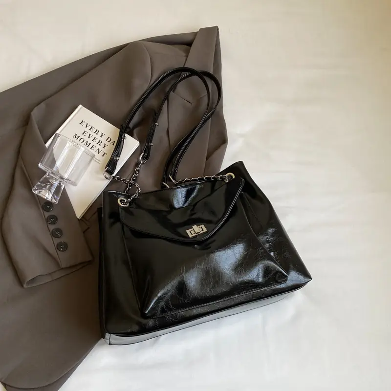 2024 Black PU Leather Shoulder Bag for Women - Image 3