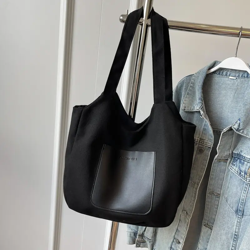 Women's Black Canvas Shoulder Bag 2025 - Image 2