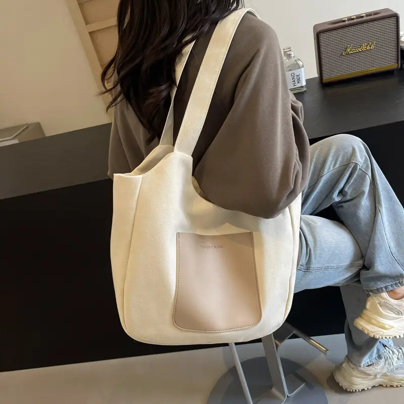 Women's Black Canvas Shoulder Bag 2025 - Image 3