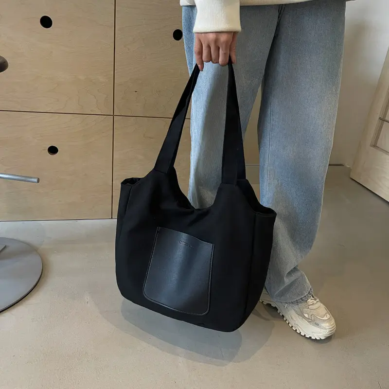 Women's Black Canvas Shoulder Bag 2025 - Image 4