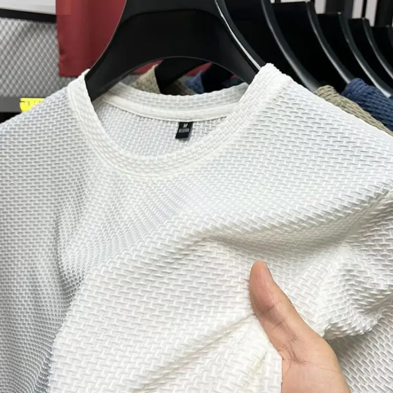 Men's 2025 Cotton Textured Short Sleeve Shirt Teal - Image 8
