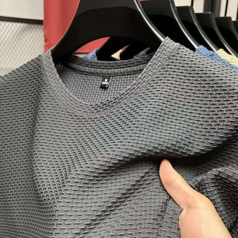 Men's 2025 Cotton Textured Short Sleeve Shirt Teal - Image 3