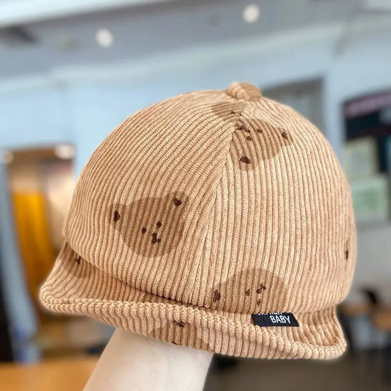 Baby Cartoon Corduroy Hats Sunshade Cap Autumn Winter - Image 6