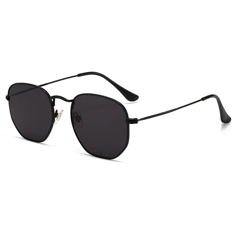 Women's Metal Square Sunglasses Black Geometric Frame - Image 5