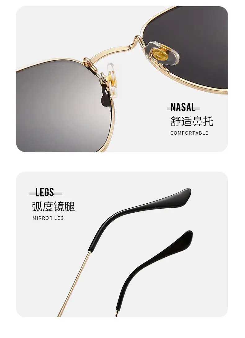 Women's Metal Square Sunglasses Black Geometric Frame — feature 5