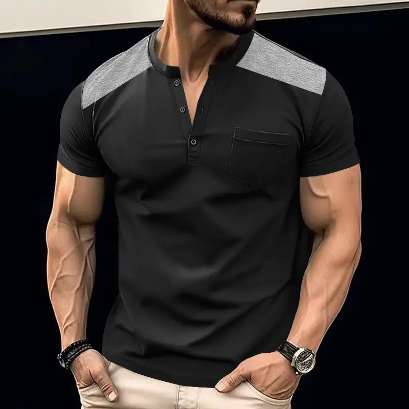 Men's White Heavy Button T-Shirt Short Sleeve - Image 7