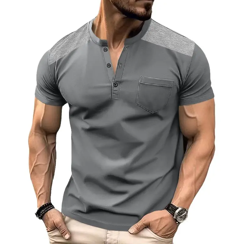 Men's White Heavy Button T-Shirt Short Sleeve - Image 10