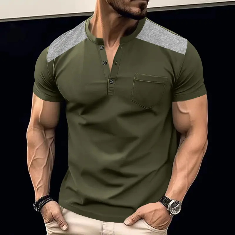 Men's White Heavy Button T-Shirt Short Sleeve — feature 18