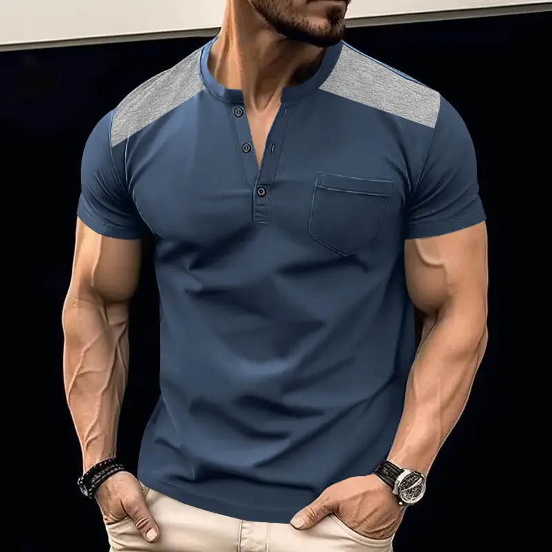 Men's White Heavy Button T-Shirt Short Sleeve - Image 4