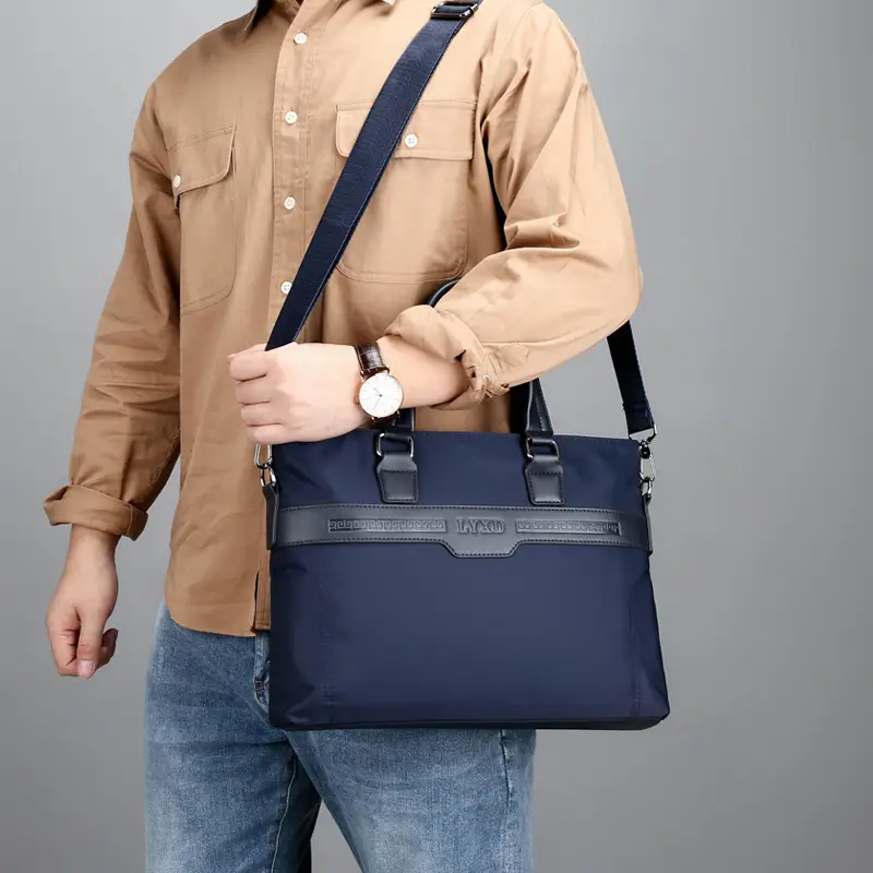 Navy Blue Men's Large Commuter Bag with Shoulder Strap