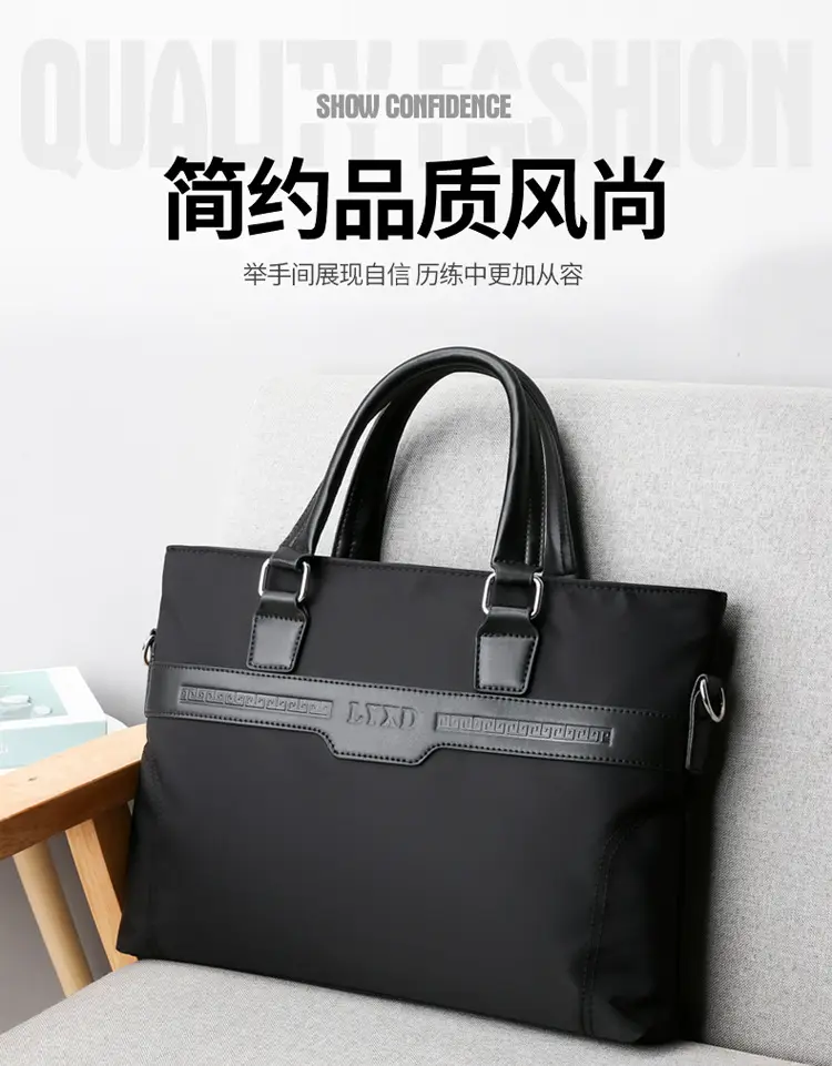 Navy Blue Men's Large Commuter Bag with Shoulder Strap — feature 2