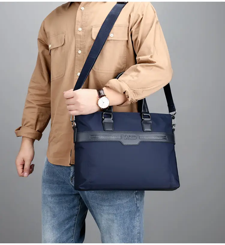 Navy Blue Men's Large Commuter Bag with Shoulder Strap — feature 34