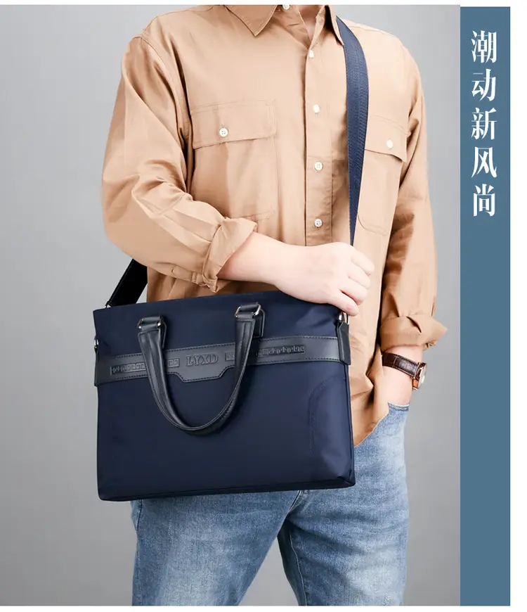 Navy Blue Men's Large Commuter Bag with Shoulder Strap — feature 35