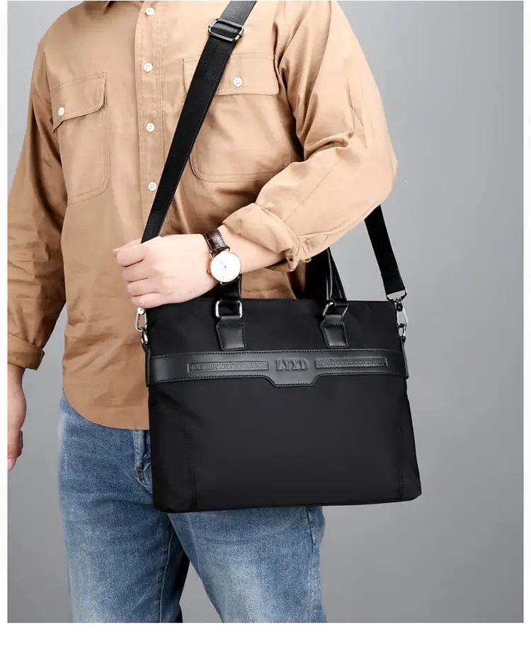 Navy Blue Men's Large Commuter Bag with Shoulder Strap — feature 4