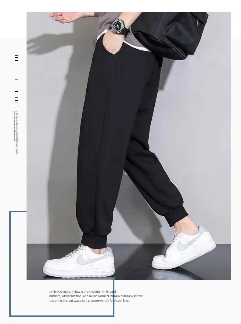 Men's New Knitted Spring Autumn Pants Brown Loose Sports Casual — feature 12