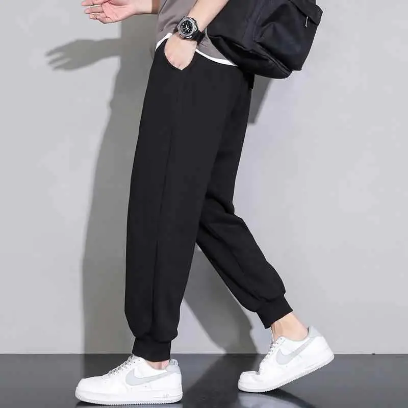 Men's New Knitted Spring Autumn Pants Brown Loose Sports Casual - Image 2