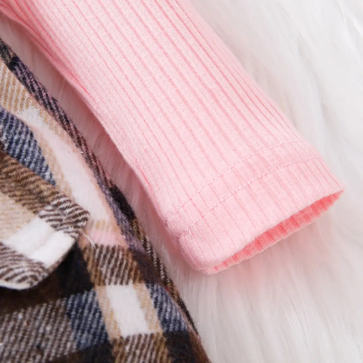 Pink Plaid Skirt & Headscarf Set for Girls — feature 2