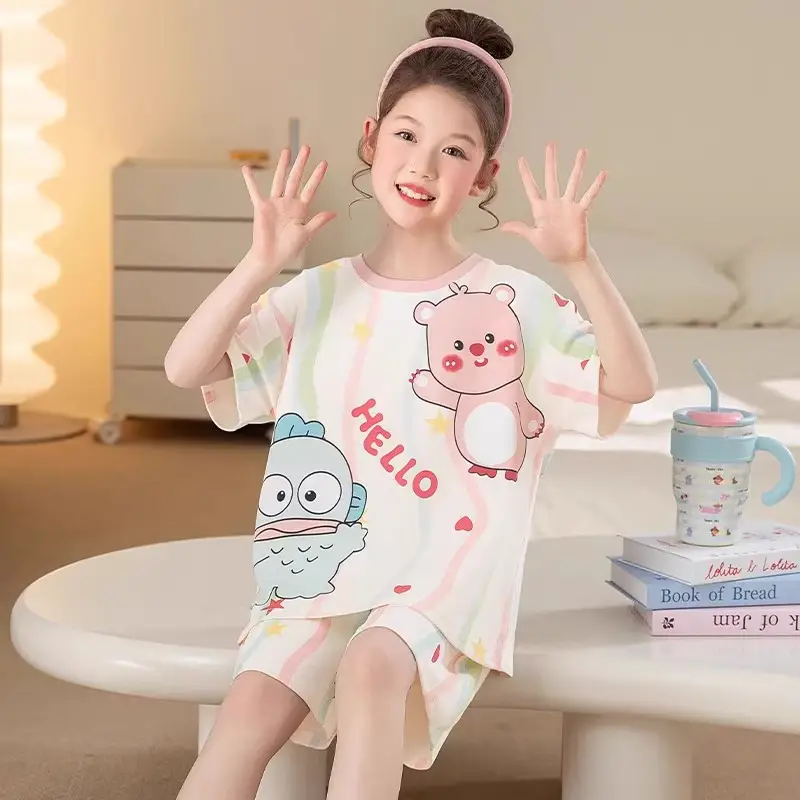 Girls Cotton Pajamas Summer 2024 Medium Large - Image 11