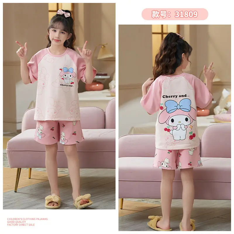 Girls Cotton Pajamas Summer 2024 Medium Large - Image 2
