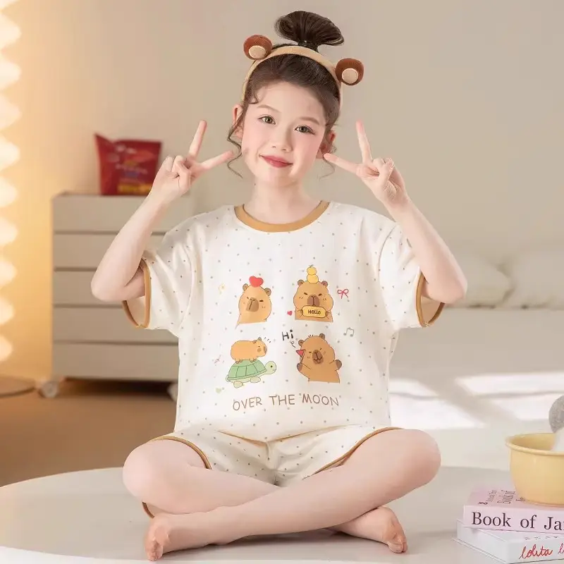 Girls Cotton Pajamas Summer 2024 Medium Large - Image 3