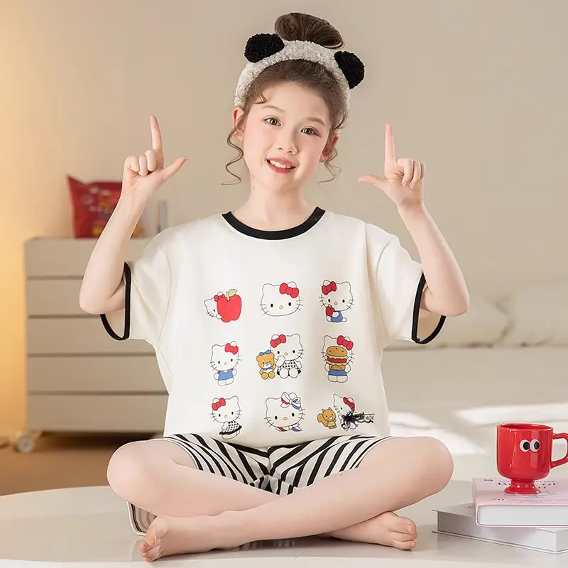 Girls Cotton Pajamas Summer 2024 Medium Large - Image 5