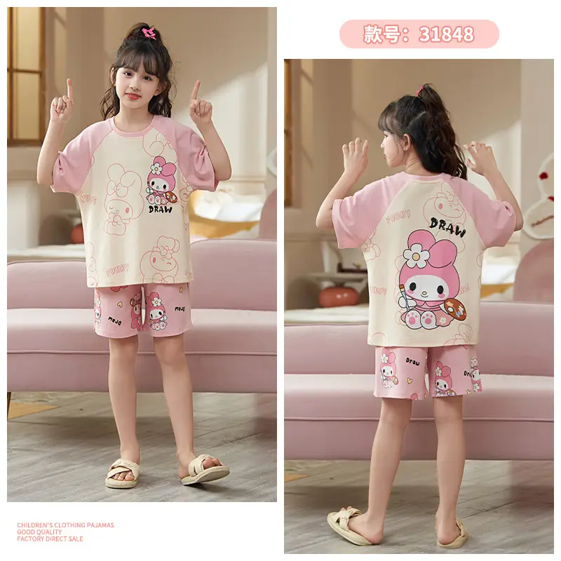 Girls Cotton Pajamas Summer 2024 Medium Large - Image 7