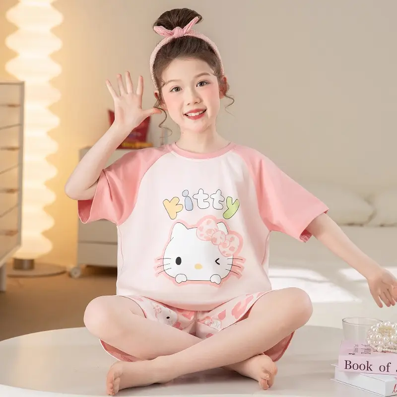Girls Cotton Pajamas Summer 2024 Medium Large - Image 9