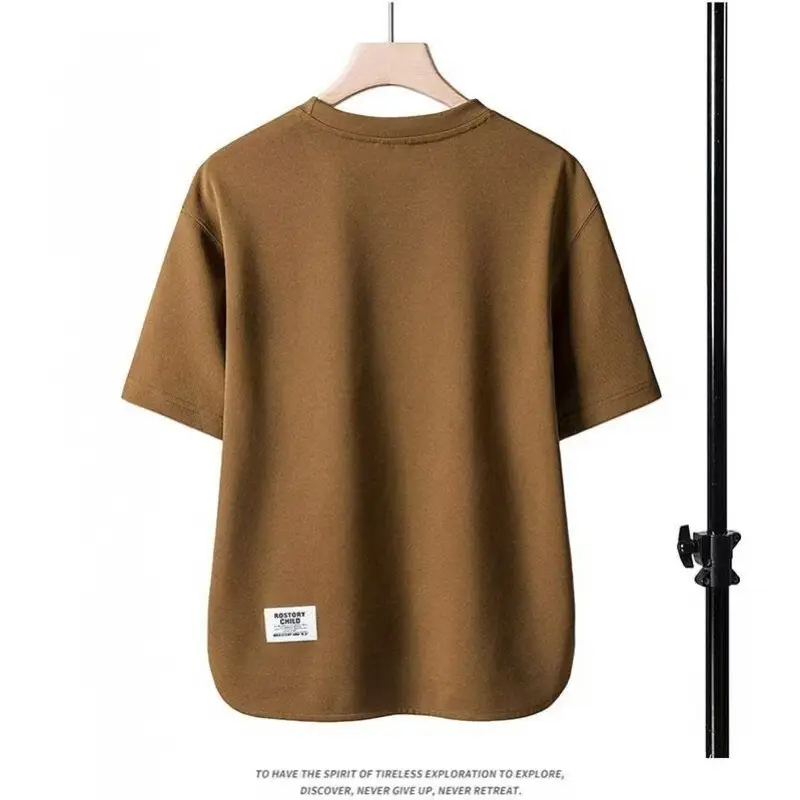 Men's Brown Short Sleeve T-Shirt Loose Casual Summer Wear - Image 8