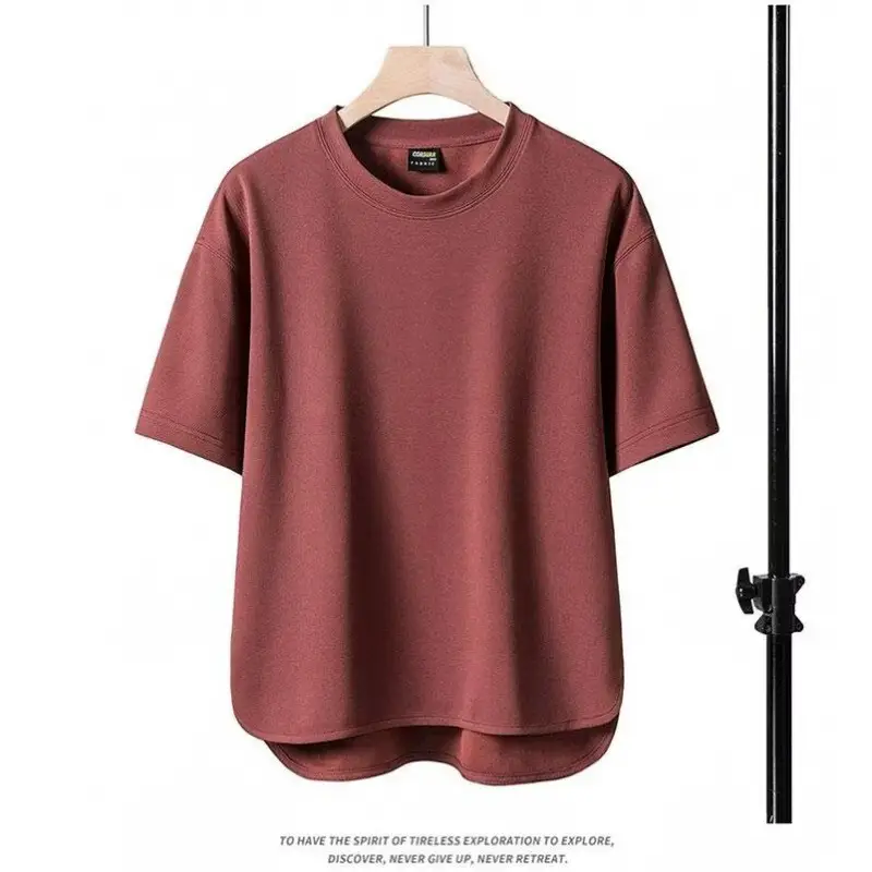 Men's Brown Short Sleeve T-Shirt Loose Casual Summer Wear - Image 3