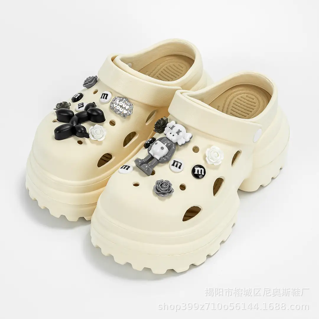 EVA Hole Shoes Women's Summer High Heel 10cm Thick Bottom Baotou Indoor and Outdoor Two-Wear Increased Soft Bottom Seaside Sandals - Image 2