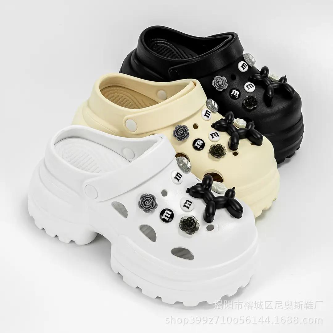 EVA Hole Shoes Women's Summer High Heel 10cm Thick Bottom Baotou Indoor and Outdoor Two-Wear Increased Soft Bottom Seaside Sandals - Image 4
