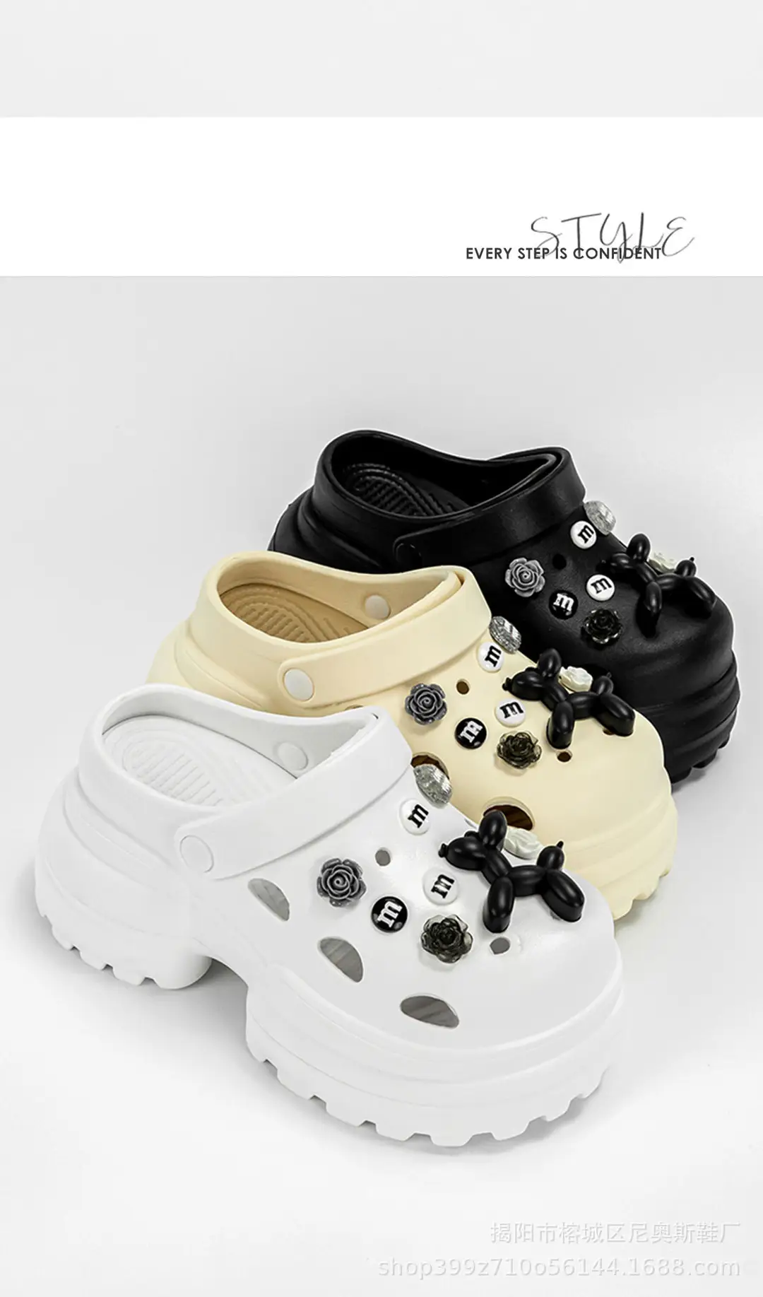 EVA Hole Shoes Women's Summer High Heel 10cm Thick Bottom Baotou Indoor and Outdoor Two-Wear Increased Soft Bottom Seaside Sandals — feature 8